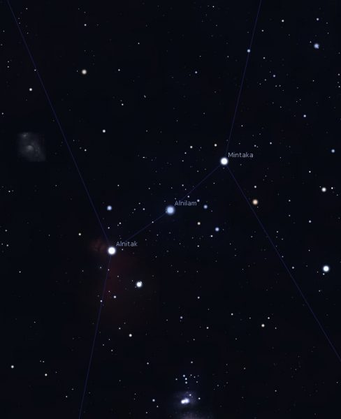 Orions Belt. Credit: Stellarium